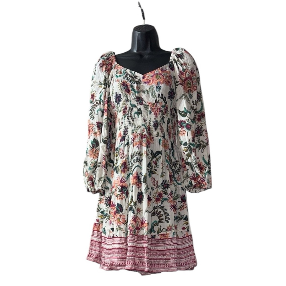 NWT Angie White and Red Ruffled Smocked Sundress, Size Medium